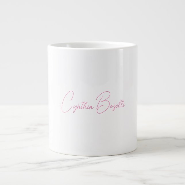 Caneca De Café Grande Mínima Moderna Caligrafia Simples Nome Adicionar (Frente)
