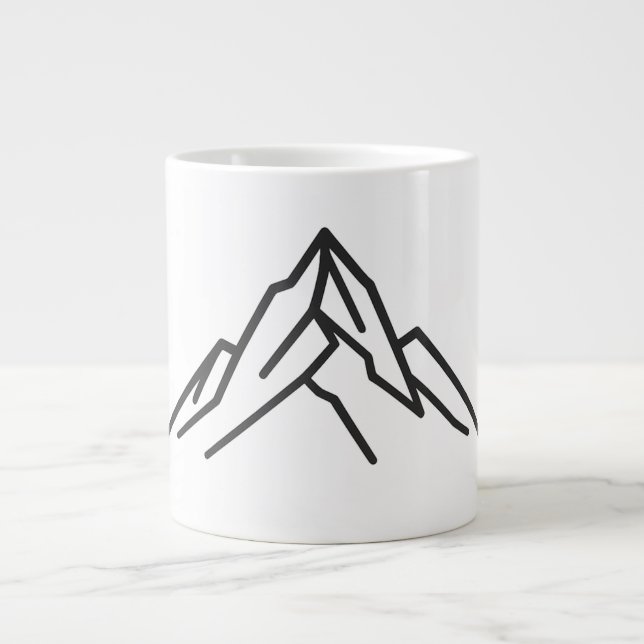 Caneca De Café Grande Minimal Alpine Mountain Line Art Mug (Frente)
