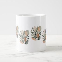 Caneca De Café Grande Minimal Botanical Leaf Pattern