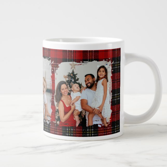 Caneca De Café Grande Minimal Modern Rustic Family Photo Christmas  (Direita)