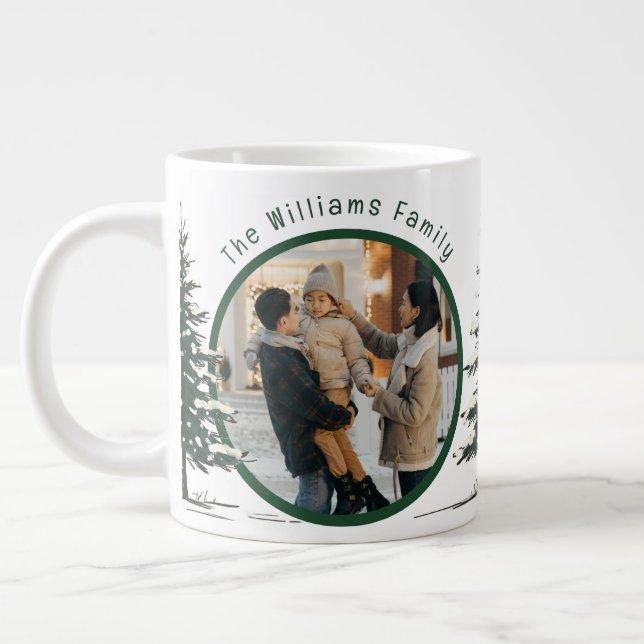 Caneca De Café Grande Minimal Snow Christmas Tree Winter Holiday (Esquerda)