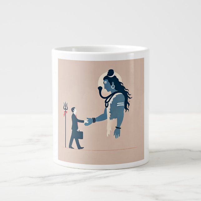 Caneca De Café Grande minimalism image of an ordinary person greeting go (Frente)