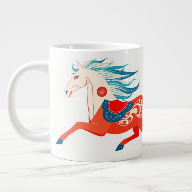 Caneca De Café Grande Minimalist Sumi-e Horse 2026 Zodiac Gift (Esquerda)