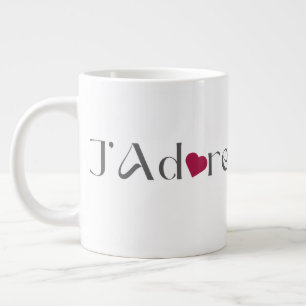 Caneca De Café Grande Minimalista J'Adore, Decoração Romântica de Casa F