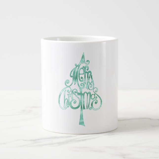 Caneca De Café Grande Mint Green Glam Christmas (Frente)