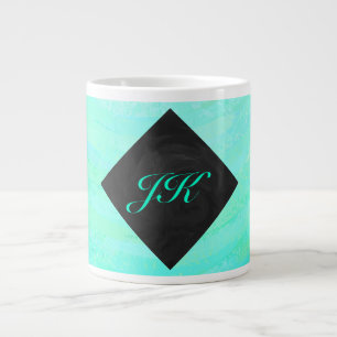 Caneca De Café Grande Mint Ice Blue e Black Monograma