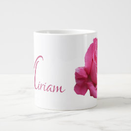Caneca De Café Grande Miriam personalizável nome monograma rosa rosa ros