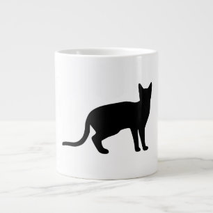 Caneca De Café Grande Mística do Felino: Uma Silhueta Gato Elegante