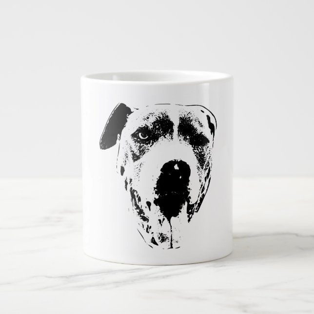Caneca De Café Grande Mistura de Pitbull Winking, Sorriso de Tinta Fecha (Frente)