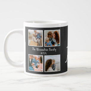 Caneca De Café Grande Modelo de colagem de fotos da família 4 personaliz