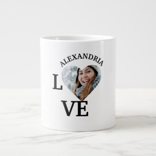 Caneca De Café Grande Modelo de foto de coração de amor personalizado mo