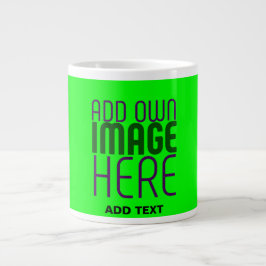 CANECA DE CAFÉ GRANDE MODELO DE TEXTO DE IMAGEM VERDE NEON EDITÁVEL MODE