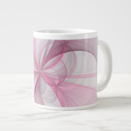 Caneca De Café Grande Modern Abstract Light Pink Gray Fractal Design