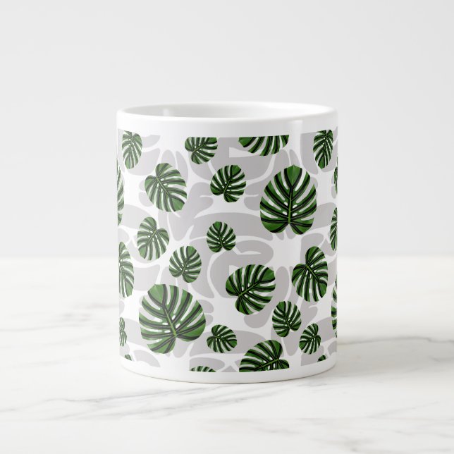 Caneca De Café Grande Modern Boho Botanical Leaves Pattern (Frente)