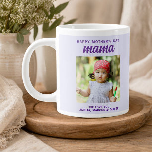 Caneca De Café Grande Modern Mama Crianças Foto Dia das Mães 