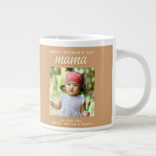 Caneca De Café Grande Modern Mama Crianças Foto Dia das Mães 
