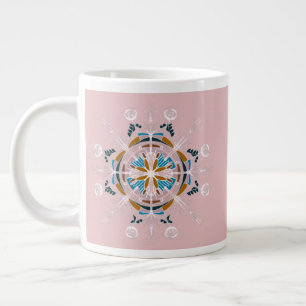 Caneca De Café Grande Modern Mandala Floral Blush Pink Bohemian Art