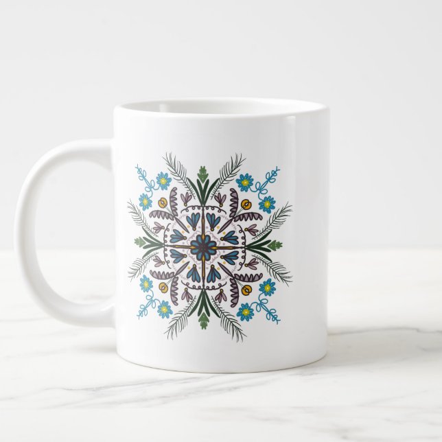 Caneca De Café Grande Modern Mandala Floral Greenery Bohemian Art (Esquerda)