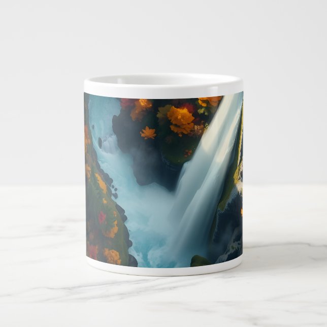 Caneca De Café Grande Modern Navy & Gold Abstract Mountain Peak – Luxury (Frente)