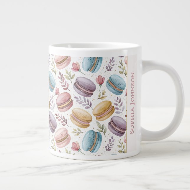Caneca De Café Grande Modern Personalized Macaroon Desserts (Direita)