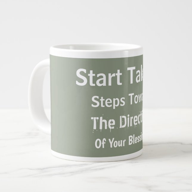 Caneca De Café Grande Modern Sage Green Uplifting Everyday Faith  (Frente Esquerda)