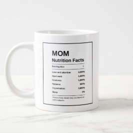 Caneca De Café Grande Moderna Tendência Preta e Branca Fatos Nutricionai
