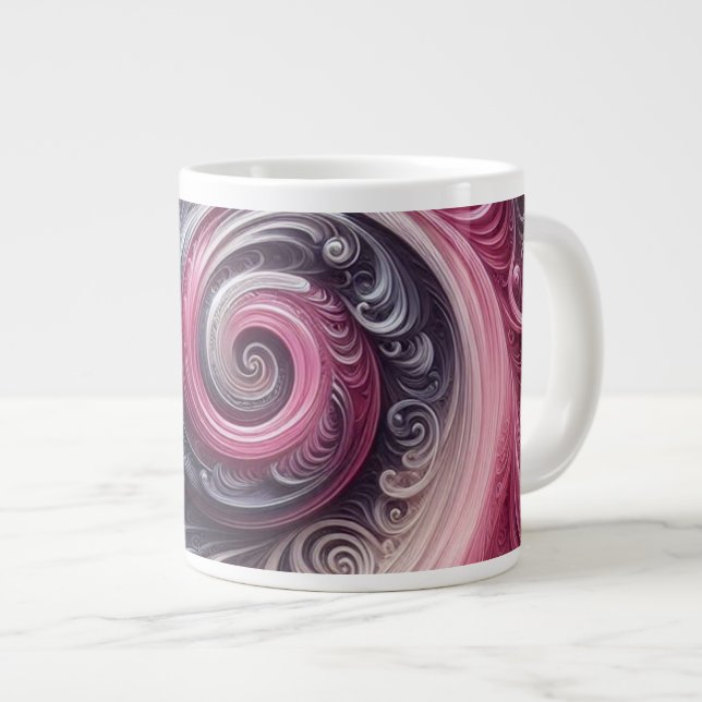 Caneca De Café Grande Moderno Abstrato Simples Redemoinho Rosa e Roxo (Frente Esquerda)