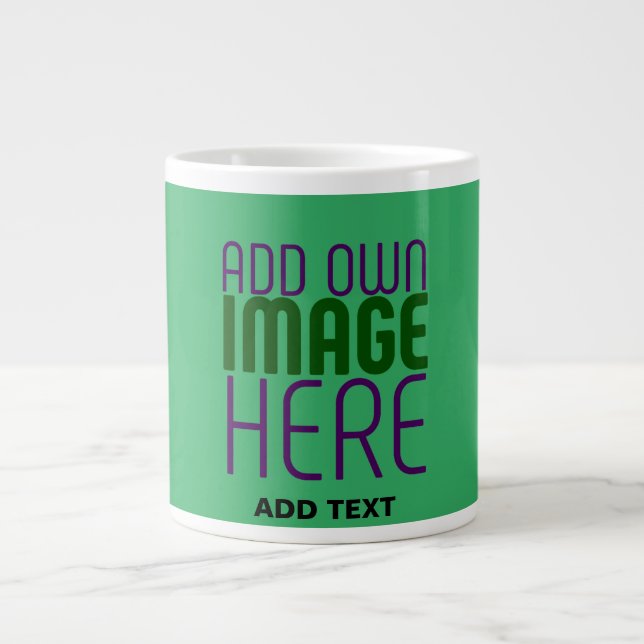 CANECA DE CAFÉ GRANDE MODERNO EDITABLE EMERALD GREEN IMAGE TEXTO MODELO (Frente)