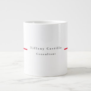 Caneca De Café Grande Moderno Minimalista Vermelho Branco Simples e Eleg