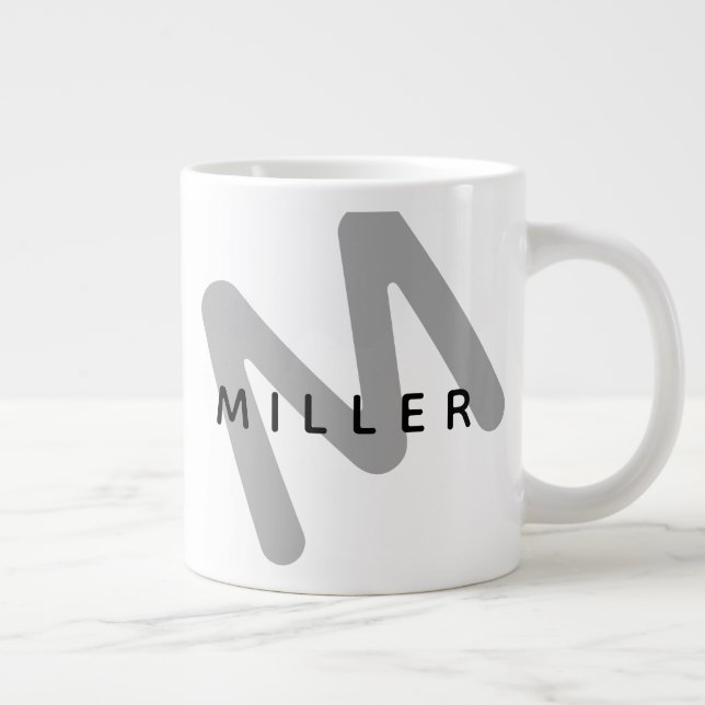 Caneca De Café Grande Moderno Monograma Miller Jumbo Mug (Direita)