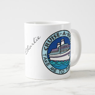 Caneca De Café Grande Mogs de nome personalizado Cruise-A-Holic