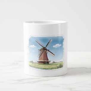 Caneca De Café Grande Moinho de Vento Silencioso nos Campos – Suave Lan