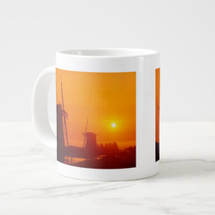 Caneca De Café Grande Moinhos de vento ao pôr do sol, Schermerhorn, Pa