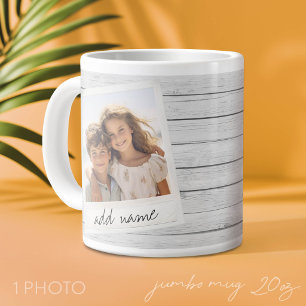 Caneca De Café Grande Moldura de Foto Rústica com Impressão de Fundo em
