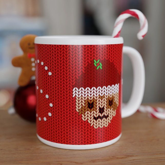 Caneca De Café Grande Molho gigante de café monograma de moletom natalin (Merry Slothmas! If you love sloths, Christmas and large coffee mugs - just add your initial)