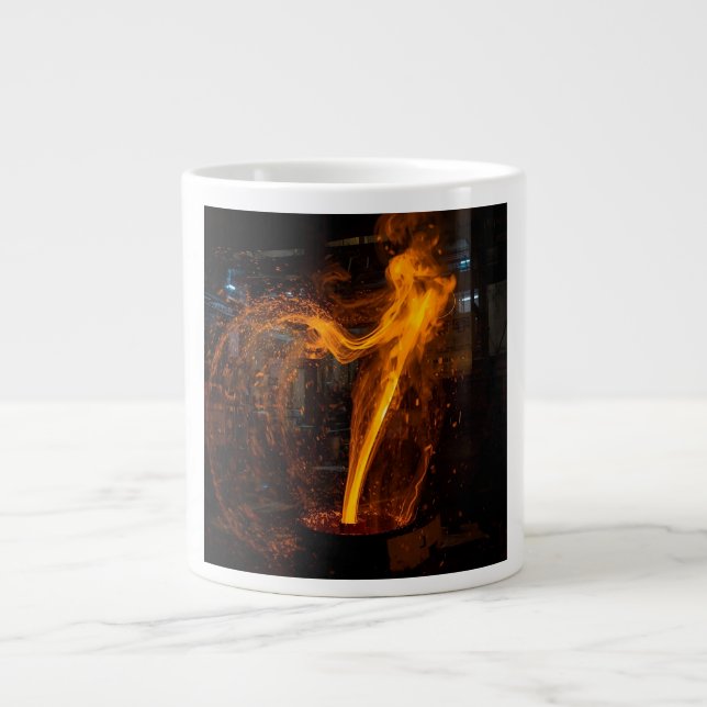 Caneca De Café Grande Molten Aluminum Casting Raw Industrial Texture (Frente)