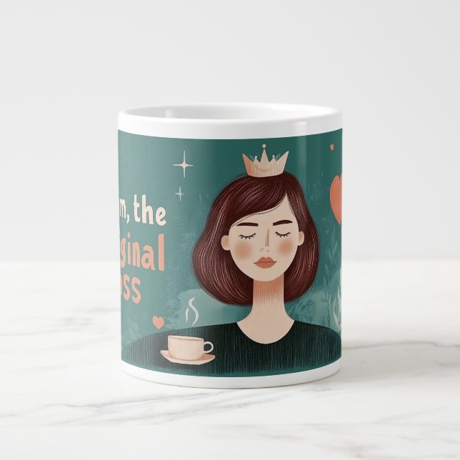 Caneca De Café Grande Mom, the original Boss (Frente)