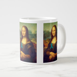 Caneca De Café Grande Mona Lisa Com Fita Teal