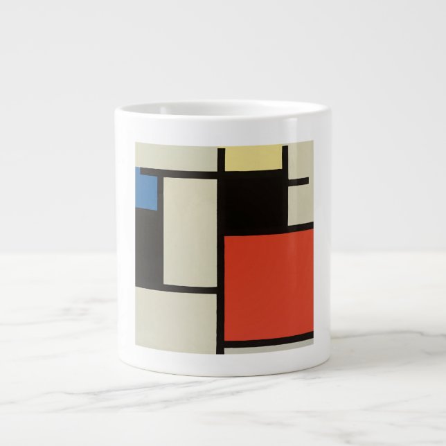Caneca De Café Grande Mondrian Composition Modern Abstrato Pintura (Frente)