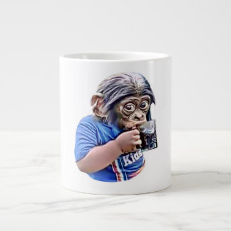 Caneca De Café Grande Monkey Kid Bebendo Cute Engraçado Memória