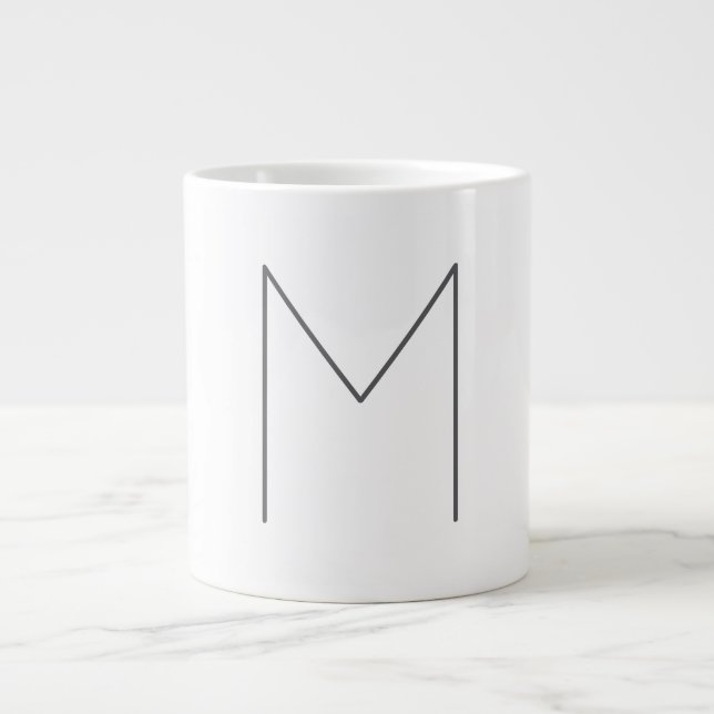 Caneca De Café Grande Monogram Modern Simple Minimalist Plain (Frente)