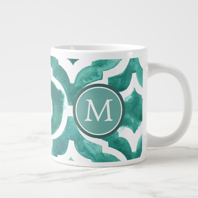 Caneca De Café Grande Monograma | Aquamarine Motif IV (Direita)