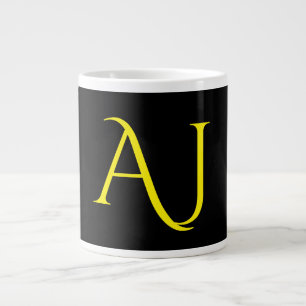 Caneca De Café Grande Monograma Atraente Amarelo Preto Minimalista Moder