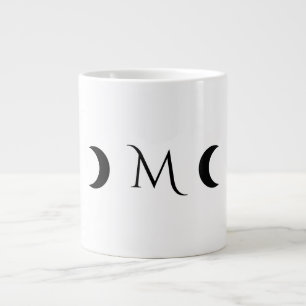 Caneca De Café Grande Monograma branco e preto das luas do Crescente Mod
