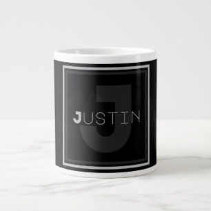 Caneca De Café Grande Monograma Cinza Único