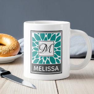 Caneca De Café Grande Monograma Contemporâneo de Design Editável e Nom