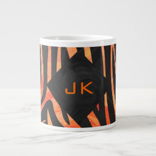 Caneca De Café Grande Monograma de Laranja e Zebra Negra
