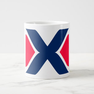 Caneca De Café Grande Monograma de letra X vermelho e azul