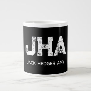 CANECA DE CAFÉ GRANDE MONOGRAMA DE NOME DE TRÊS LETRAS BRANCO MINIMALIST