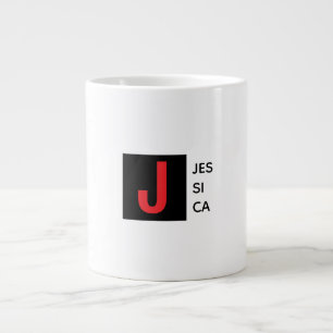 Caneca De Café Grande Monograma de Nome Profissional Simples Elegante Mo